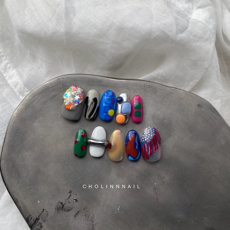 Memories of 2000—Customized handmade wearable nail polish - Other - Other Materials Multicolor