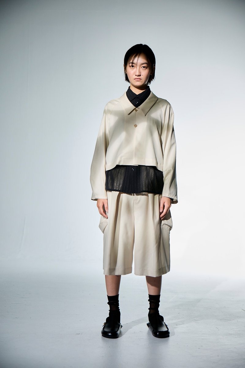 大口袋絆帶五分褲 - 男長褲/休閒褲 - 其他材質 