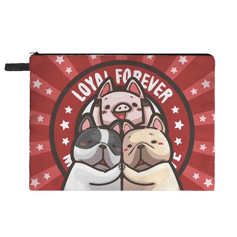 One God Fighting Pigu Series Document Bag [Pig Peng and Dog Friends] - Toiletry Bags & Pouches - Cotton & Hemp Multicolor