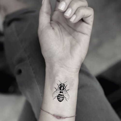 OhMyTat OhMyTat 手腕位置仿真蜜蜂昆蟲動物刺青圖案紋身貼紙 (2枚)