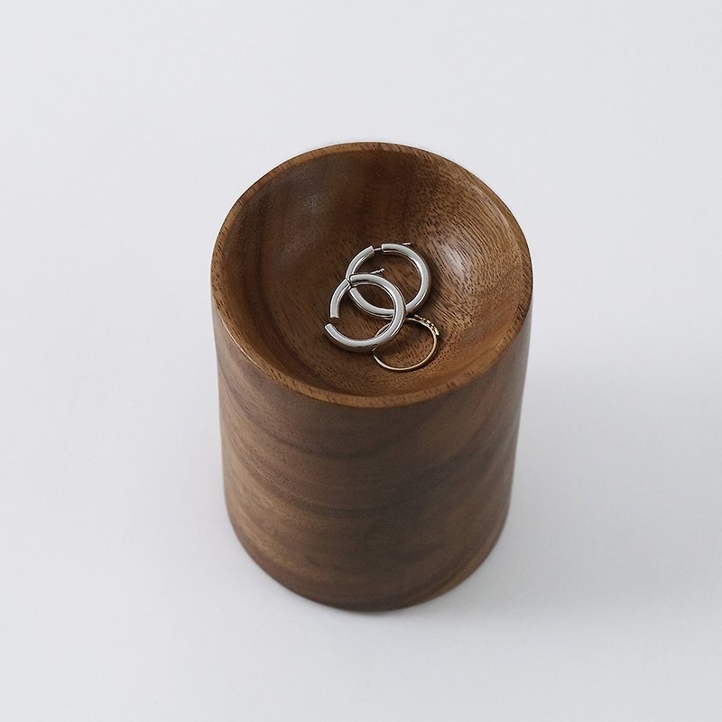 Authorized by Japan's SHISEIHANBAI - Simple style - Acacia wood hand jewelry plate (cylindrical) - Items for Display - Wood Brown