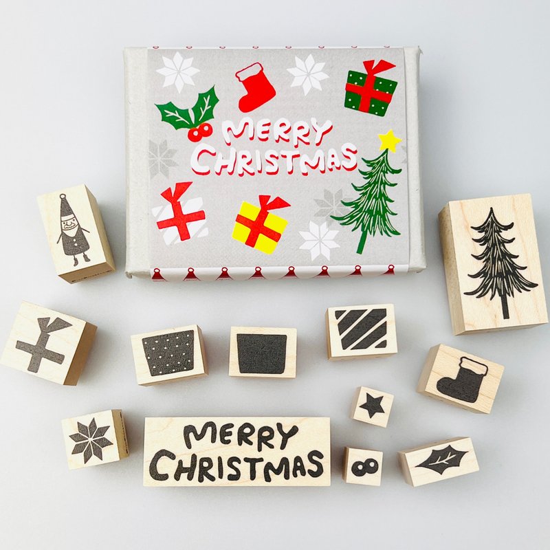 Christmas stamp set*Rubber stamp set of 12*RS034_y - ตราปั๊ม/สแตมป์/หมึก - ไม้ 