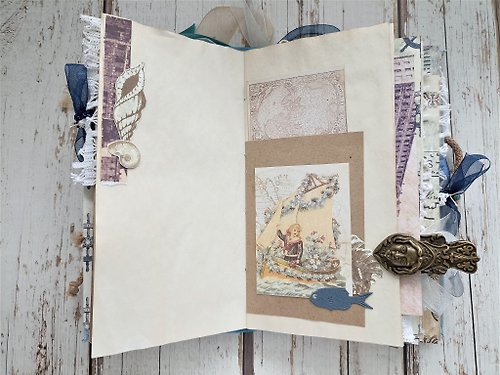 Nautical junk journal Vacation sea journal Travel sailor completed Ocean  diary
