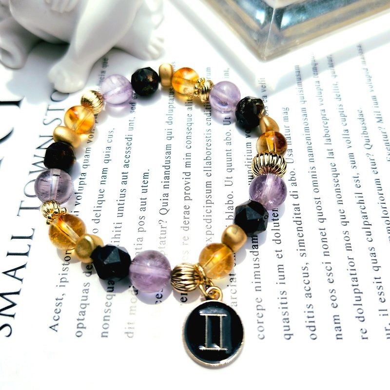Twins---Gemini/crystal for attracting popularity and wealth/amethyst/citrine/star stone - Bracelets - Crystal Multicolor