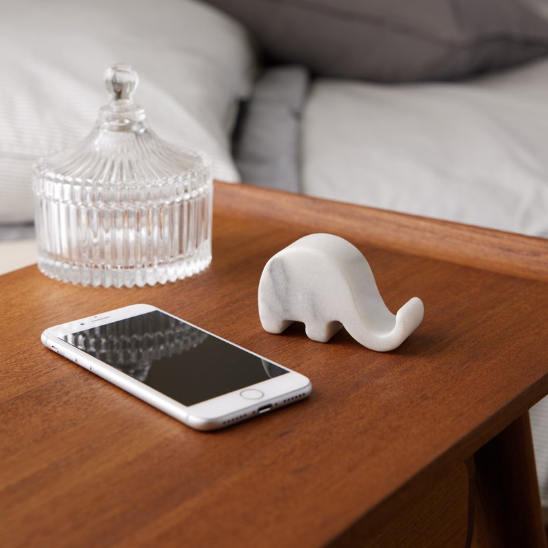 【Qiyu Home Furnishing】Marble Elephant Phone Holder/Business Card Holder - Card Stands - Stone Green