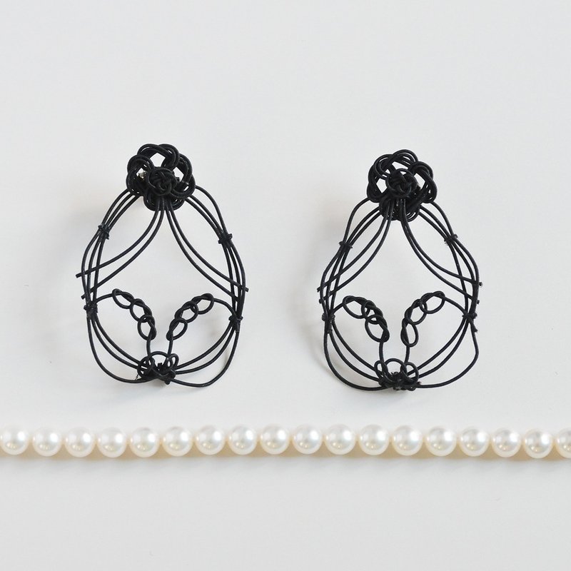 Elegy8 - Earrings & Clip-ons - Other Materials Black