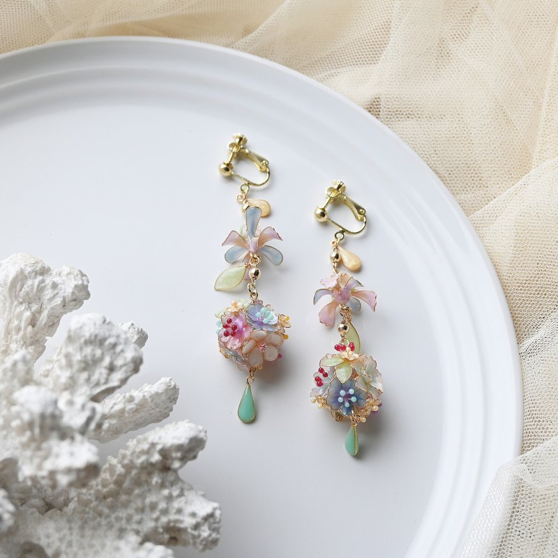 Mermaid Series-Iris Flower Ball - Earrings & Clip-ons - Resin Multicolor