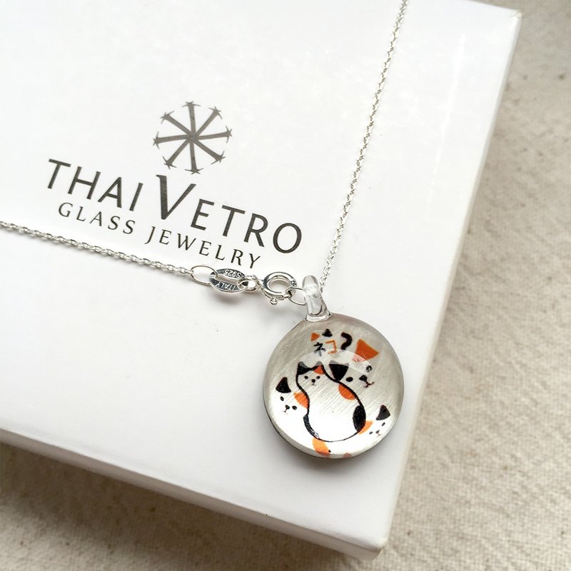 Glass pendant Sweet Cats - 項鍊 - 玻璃 