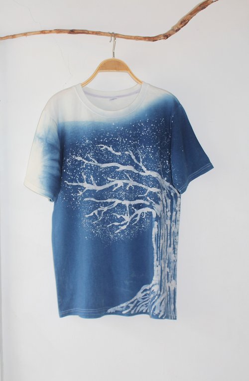 自在染 isvara 自在染isvara 手工藍染 共生系列 樹 純棉T-shirt
