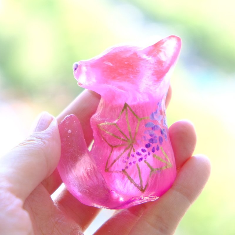 【日の呼吸】Sun Breathing-Fox Hand Sculpture by ETPLANT - ของวางตกแต่ง - เรซิน สึชมพู