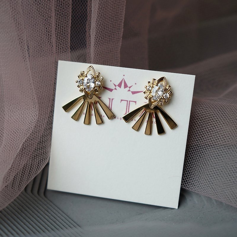 Copper & Brass Earrings & Clip-ons Gold - Bronze 20K Gold Plated Earrings-Dawn-Ear Pins/ Clip-On