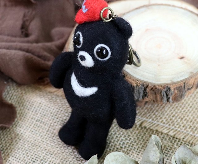 羊毛フェルト】タイワンツキノワグマQバージョン_キーホルダー