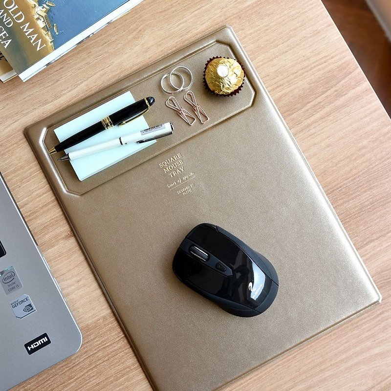 PLEPIC Staff Collection Leather Mouse Pad - Cream Gold, PPC94508 - แผ่นรองเมาส์ - หนังเทียม สีทอง
