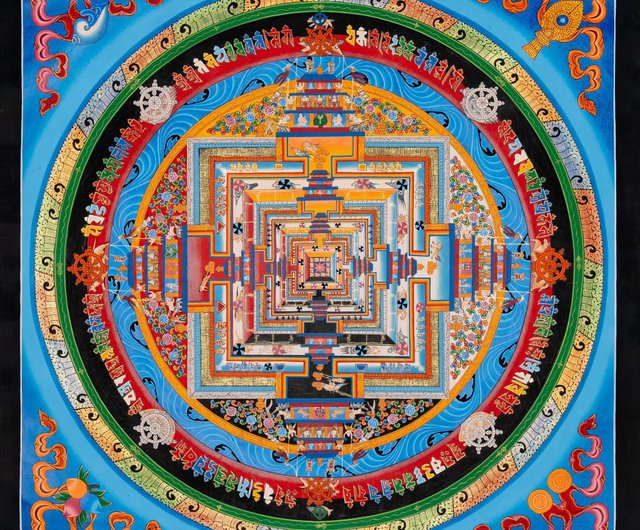 傑作仏教の壁画 カラチャクラ曼荼羅 曼荼羅絵画完璧な贈り物