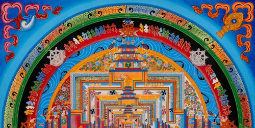 傑作仏教の壁画 カラチャクラ曼荼羅 曼荼羅絵画完璧な贈り物