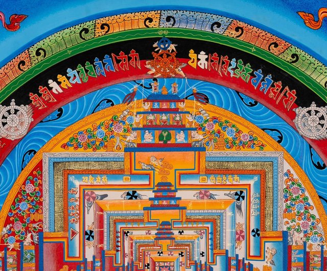 傑作仏教の壁画 カラチャクラ曼荼羅 曼荼羅絵画完璧な贈り物