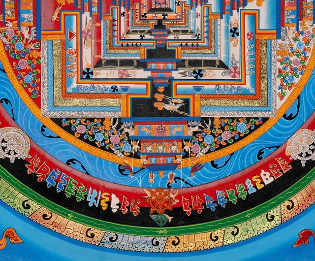 傑作仏教の壁画 カラチャクラ曼荼羅 曼荼羅絵画完璧な贈り物