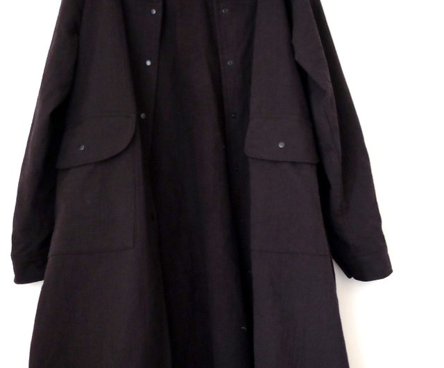 Washed old black cloak-style wide long sleeve hooded long coat