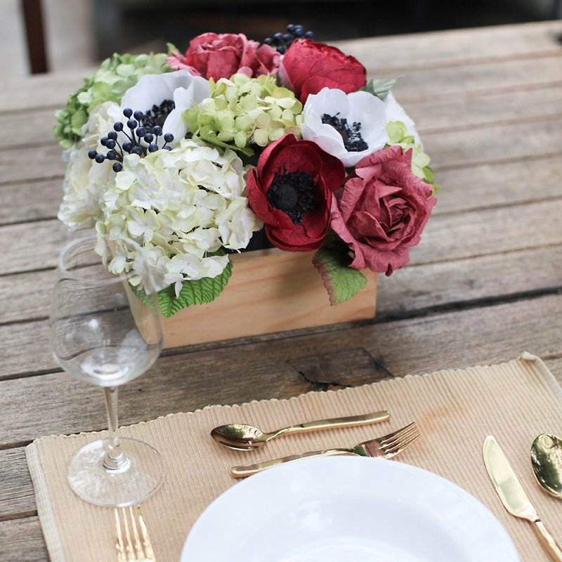 ワイルドブルゴーニュ＆グリーン - 手作りの紙の花の結婚式のセンターピースの装飾 - 置物 - 紙 レッド