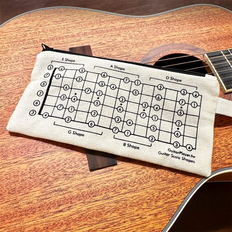 Guitar Player 手工絹印 吉他指板音階圖表隨身袋 拉鍊包 筆袋 - 其他 - 棉．麻 