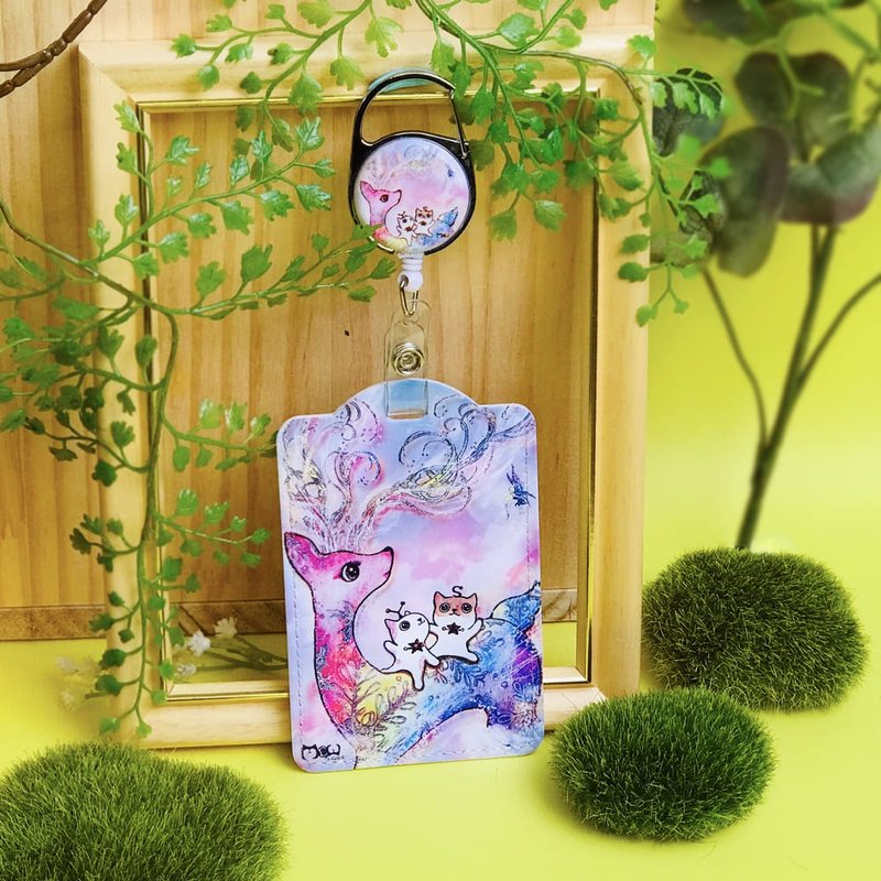 Retractable Card Holder | Identification Card Holder | Leisure Card Holder-Colorful Snow Deer - ที่ใส่บัตรคล้องคอ - หนังเทียม หลากหลายสี