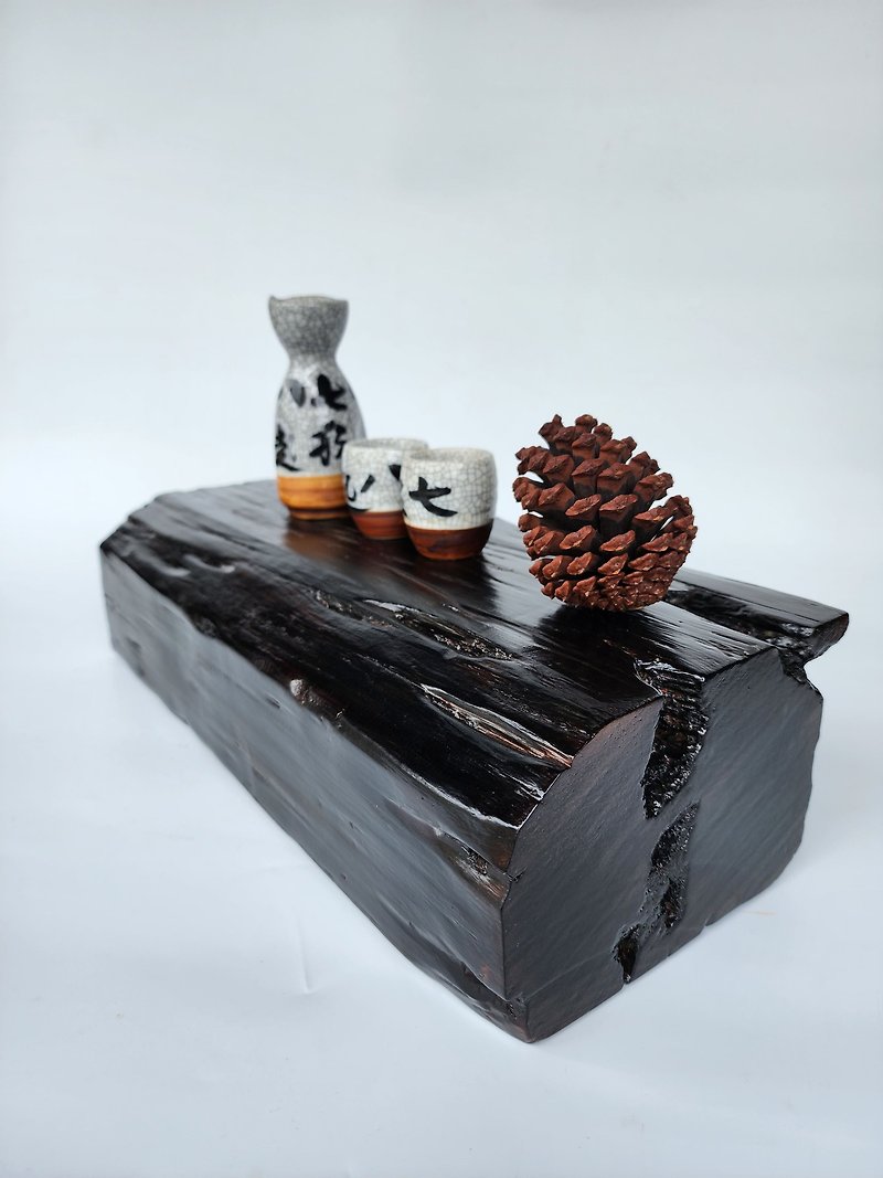 [Woodfun Playing with Wood] High-temperature carbonization treatment of cypress/universal decoration base - เซรามิก - ไม้ 