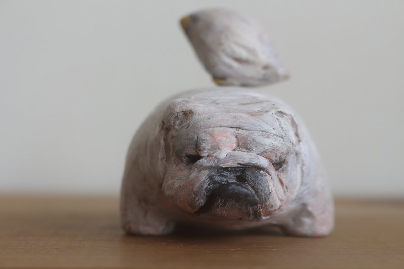 British Bulldog Limited Sculpture Healing Ornament - Items for Display - Resin White