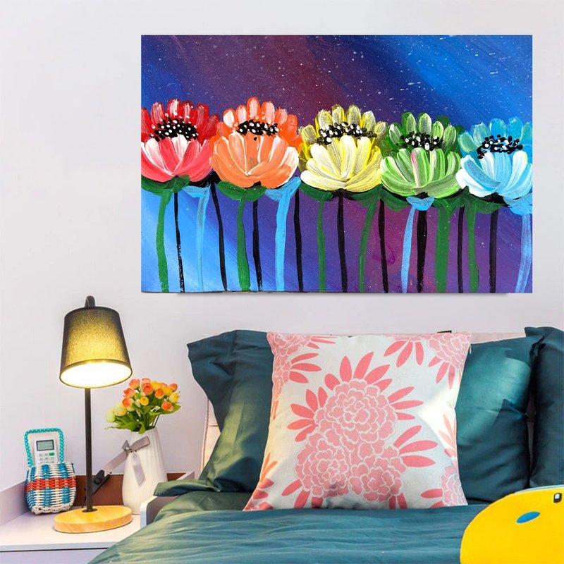 Wildflowers Painting Colored Flowers Original Art California Flower Daisy - Posters - Other Materials Multicolor