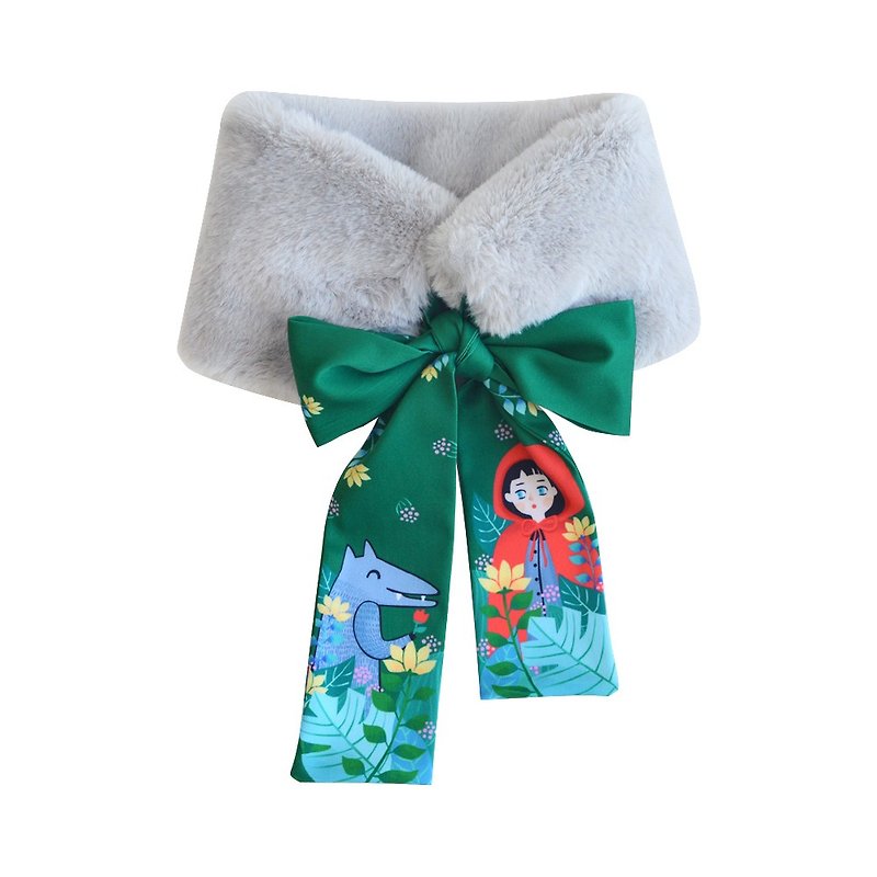 森系可愛童話小紅帽圍脖 柔軟毛絨秋冬保暖圍巾 禮物 - 圍巾/披肩 - 聚酯纖維 綠色