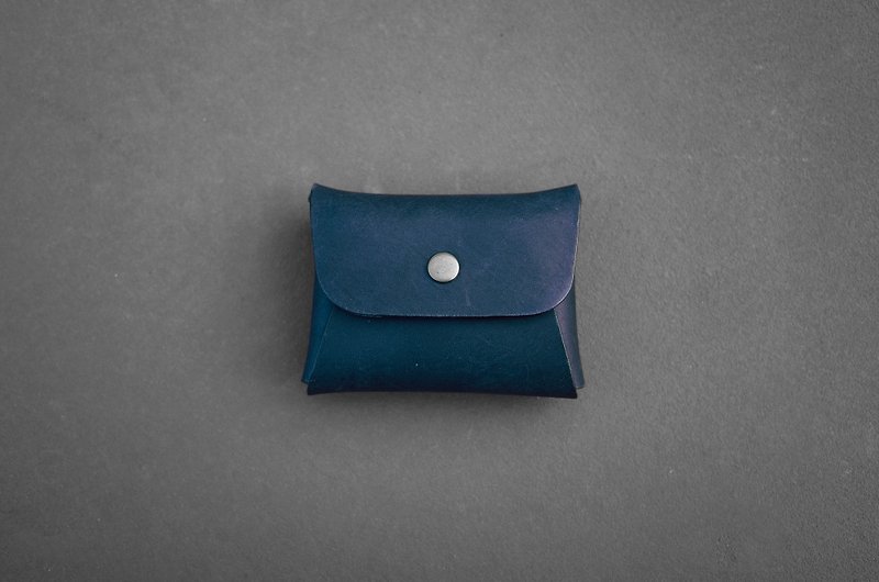 Hiker / Italian leather - Classic Purse (dark blue) - stock supply - กระเป๋าใส่เหรียญ - หนังแท้ สีน้ำเงิน
