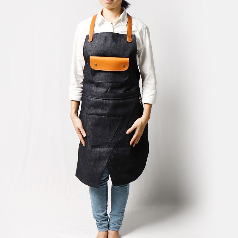 Deformed dual wear work apron (B1+C1) Full body wearable dual-use (Danning Blue) Store warranty many employees designated brand DG01-T01 - Aprons - Genuine Leather 