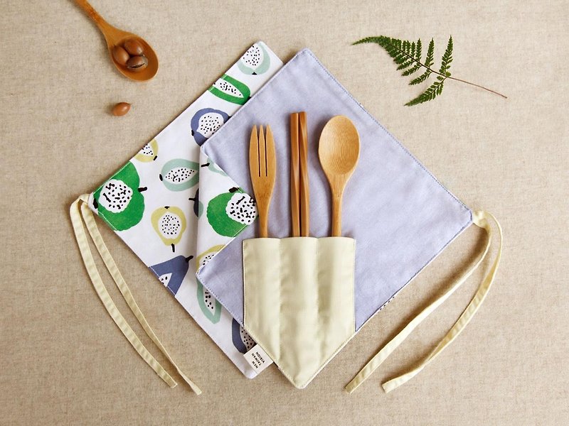 [One corner chopsticks set] - fluttering fruit - Cutlery & Flatware - Cotton & Hemp White