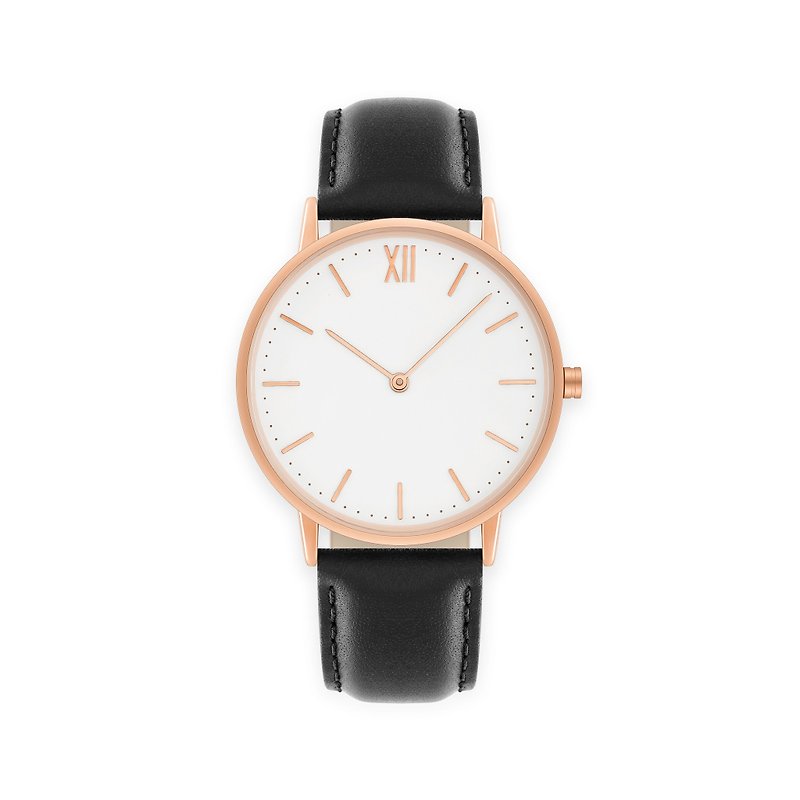 Signature 40 Rose Gold – Black Leather - Women's Watches - Genuine Leather 