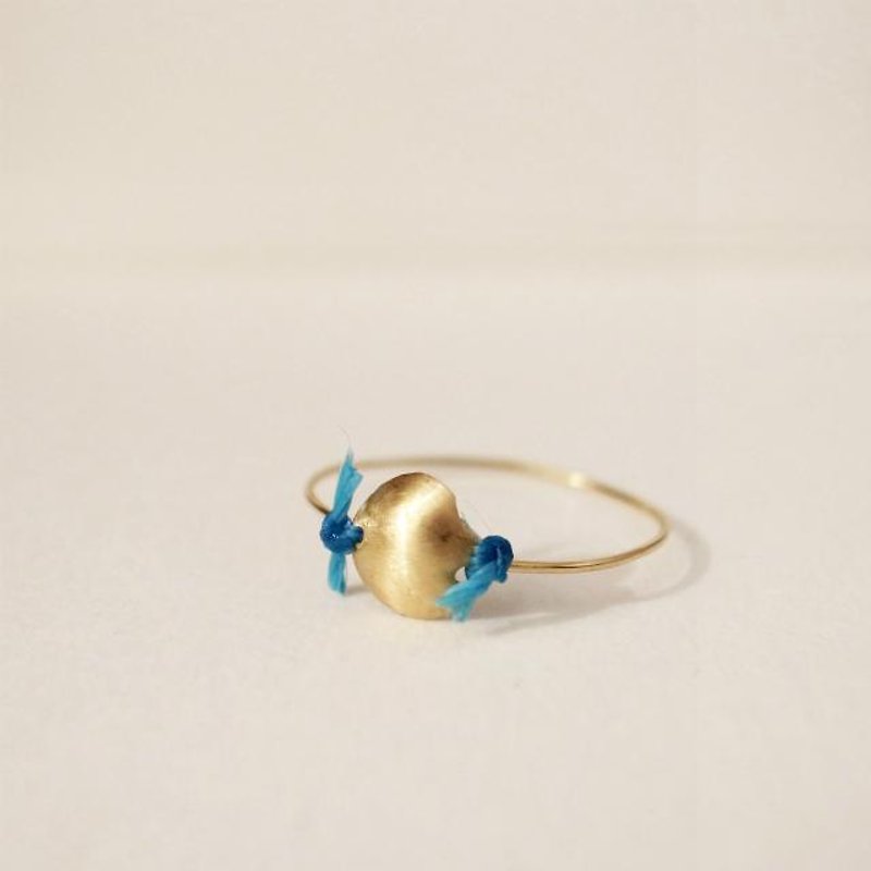 18K Gold Ring Single (M) Blue Women's Minimalist - General Rings - Precious Metals Gold