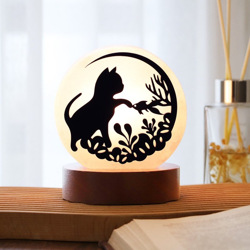 潛夢之旅 I 小剪影 I 白鹽款 l 鹽燈 l 貓系列 l 擺飾 夜燈 - 擺飾/家飾品 - 玉石 
