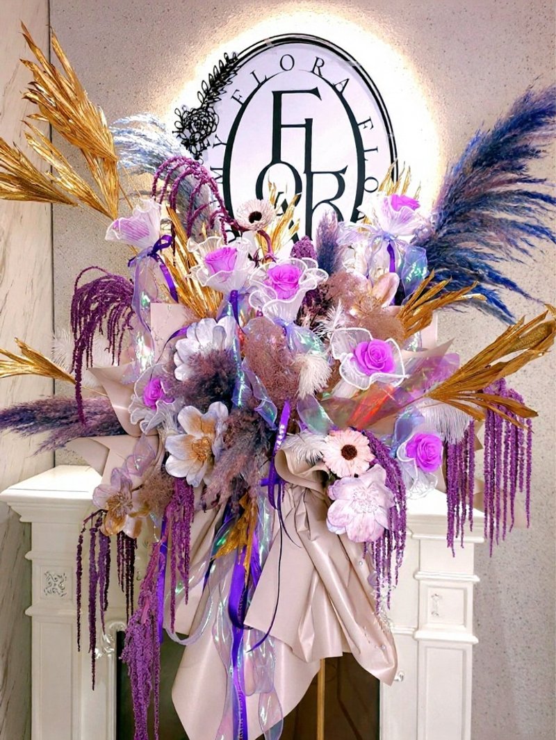 藝術高架永生花籃 - 乾燥花/永生花 - 植物．花 紫色