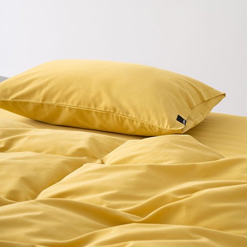 LEIWAI 類外 緗葉黃60支柔軟親膚純棉床包床單枕頭套被套雙人床四件套