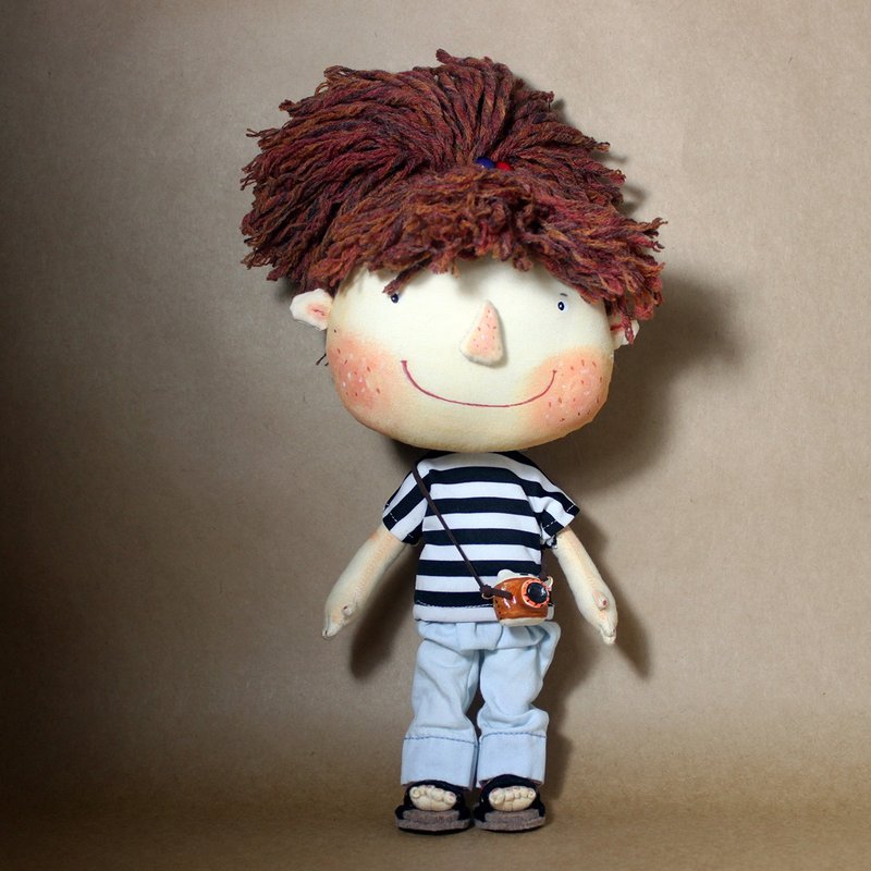 手作布偶 Handcrafted fabric doll Model No.: 2025-JF-02 - 玩偶/公仔 - 棉．麻 咖啡色