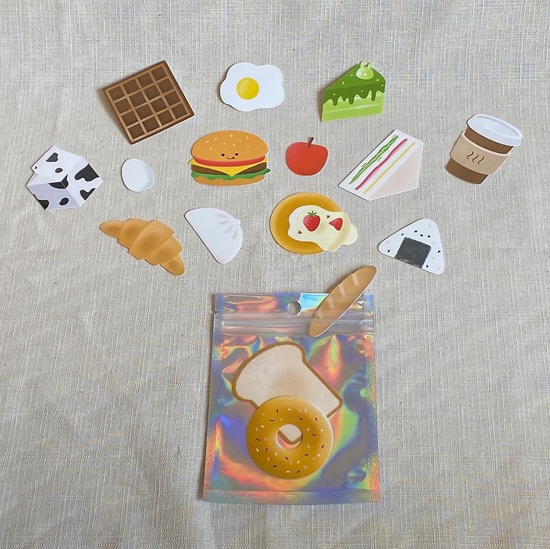 Take a bite of the breakfast-Big Sticker set - สติกเกอร์ - กระดาษ สีส้ม