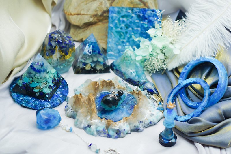 【夏季限定】海洋系列療癒奧根盤 - 裝飾/擺設  - 樹脂 藍色
