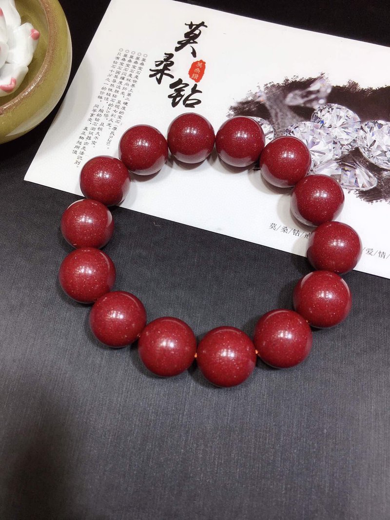 新款美貨硃砂手鏈 大顆粒霸氣男款 硃砂含量高達95%以上 - 手鍊/手環 - 寶石 