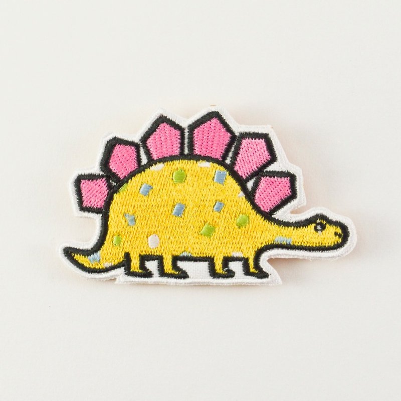 Embroidered Pin / Yellow Triceratops - Brooches - Thread Yellow