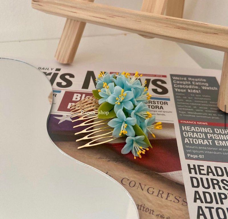 髮梳、花痴、滿天星、粘土、金屬、金、手工 - 髮夾/髮圈 - 其他材質 多色