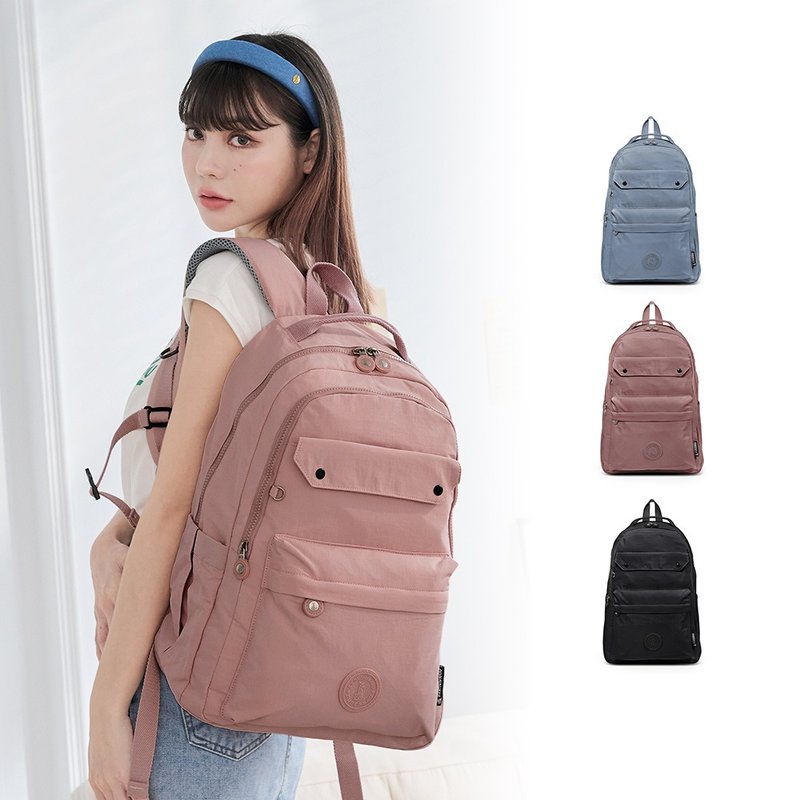 [Casual Plaid] Lohas Travel Notes - Plaid Large Capacity Backpack with Slip Pocket and Chest Buckle - Three colors in total - กระเป๋าเป้สะพายหลัง - ไนลอน หลากหลายสี