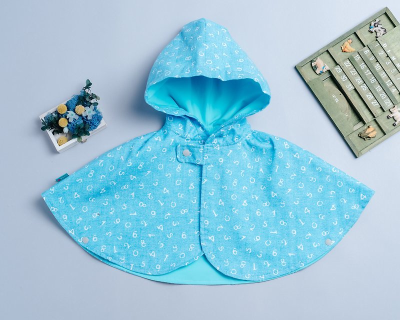 Double-sided cloak - light cow digital hand made non-toxic jacket baby children's clothing - เสื้อโค้ด - ผ้าฝ้าย/ผ้าลินิน สีน้ำเงิน