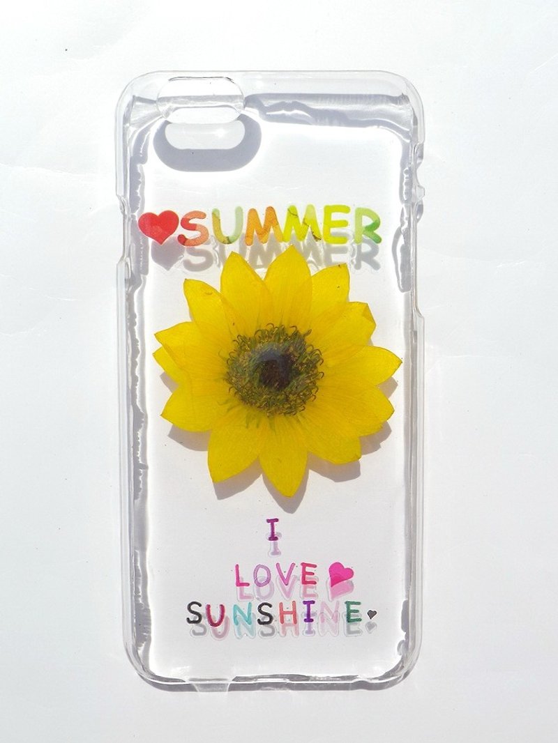 Pressed flowers phone case, Handmade phone case, iphone 6/6S, I Love Summer. - Phone Cases - Plastic Yellow