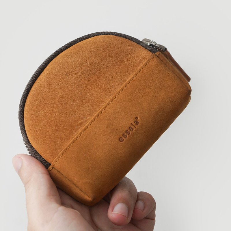 Charlie Genuine Leather Coin Bag - 零錢包/小錢包 - 真皮 咖啡色