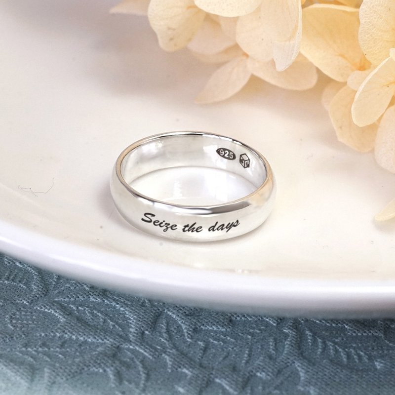 Arc Silver 5mm wide version 925 sterling silver ring engraving custom men's ring women's name ring - General Rings - Sterling Silver Silver