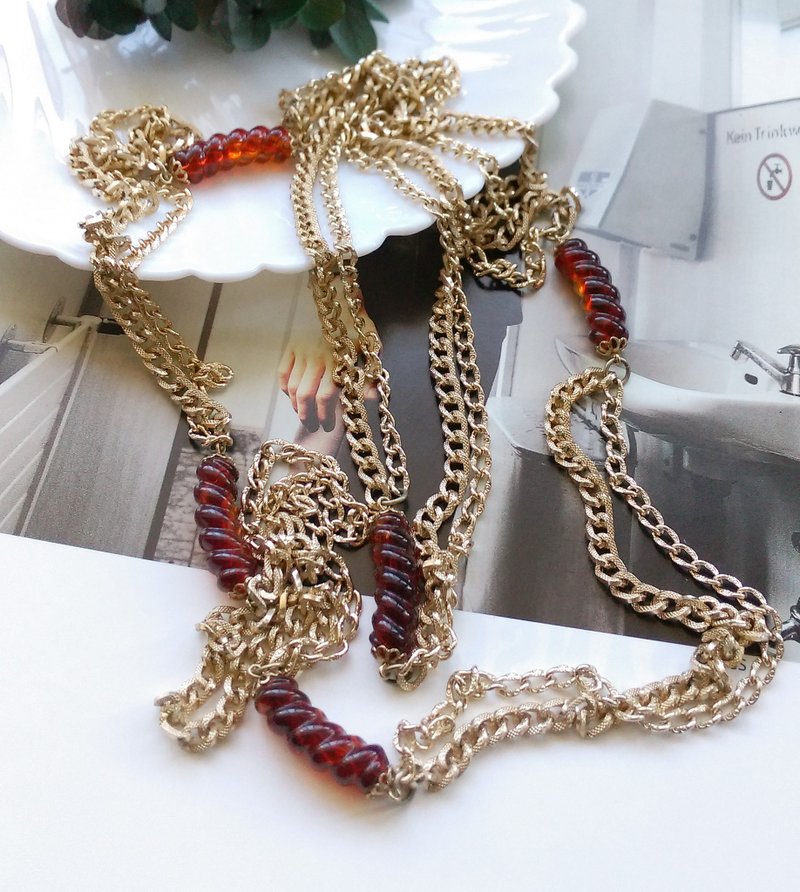 【西洋古董飾品】SARAH COV  Fashion Melody  長鍊 項鍊 - 項鍊 - 其他材質 紫色
