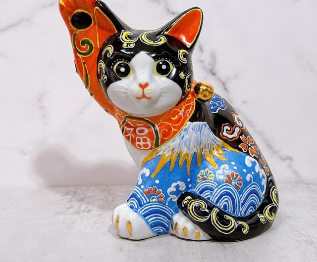 値下！【現状品】九谷焼　招き猫　眠り猫　置き物 九谷焼 招き猫 置物 風水 眠り猫 白黒くん : 和座倶楽部 - 通販
